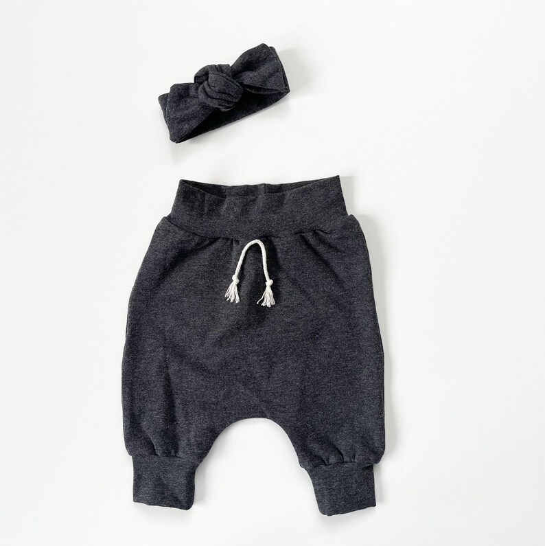 Harem Joggers. Baby Jogger Pants. Kids Pants. Charcoal Joggers. Jogger Pants and Hat. New Baby Gift. Baby Shower Gift. image 3