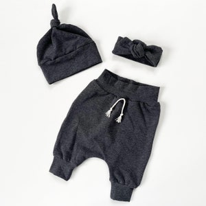 Harem Joggers. Baby Jogger Pants. Kids Pants. Charcoal Joggers. Jogger Pants and Hat. New Baby Gift. Baby Shower Gift. image 4