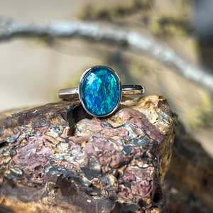Natural Opal Ring in Sterling Silver - Minimalist Bezel Setting, Elegant 10x8mm Solitaire, Perfect Gift for Her