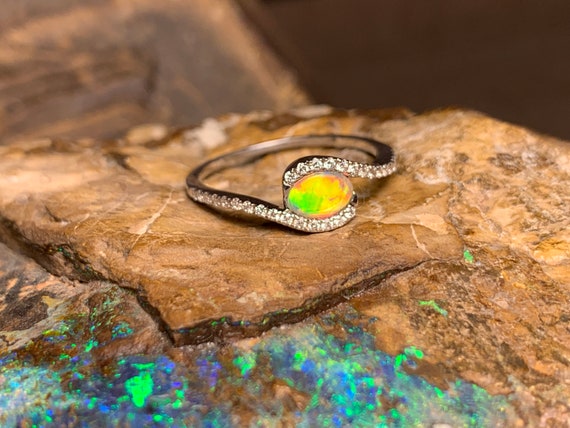 Buy Oval Chinese Opal Gemstone Solid 925 Sterling Silver Ring Jewelry Online  in India - Etsy