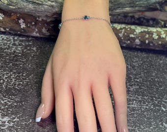 Minimalist Sterling Silver Opal Bracelet: Dainty Bezel Style