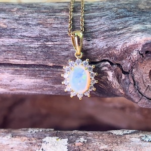 Ethereal White Opal Necklace - Sterling Silver & Gold Plated