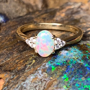 Natura Opal Engagement Ring Women's Gold Opal Ring, Promise Ring, Opal Wedding Ring, Birthstone Jewelry, Dainty, Minimalist Gift for Her