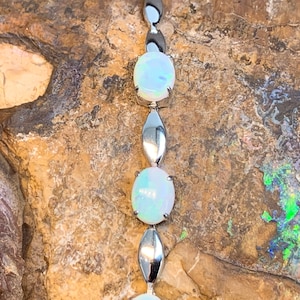 WHITE OPAL BRACELET | Sterling Silver Opal Bracelet | Natural Australian Solid  White Opal Bracelet