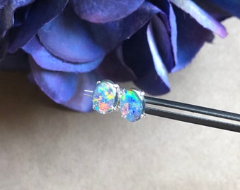 OPAL STUD EARRINGS | Sterling Silver Natural Opal Studs in Oval shape | Opal Triplet 8x6mm Oval Studs