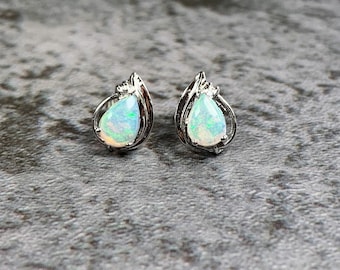 Pendientes de ópalo de plata de ley / Pendientes de lágrima de cristal australiano