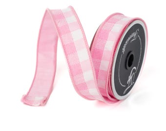 Farrisilk 1 inch Designer wired ribbon, luxury pink stitchery ribbon, Easter, spring, summer,ribbon, ribbon for bows and arrangements