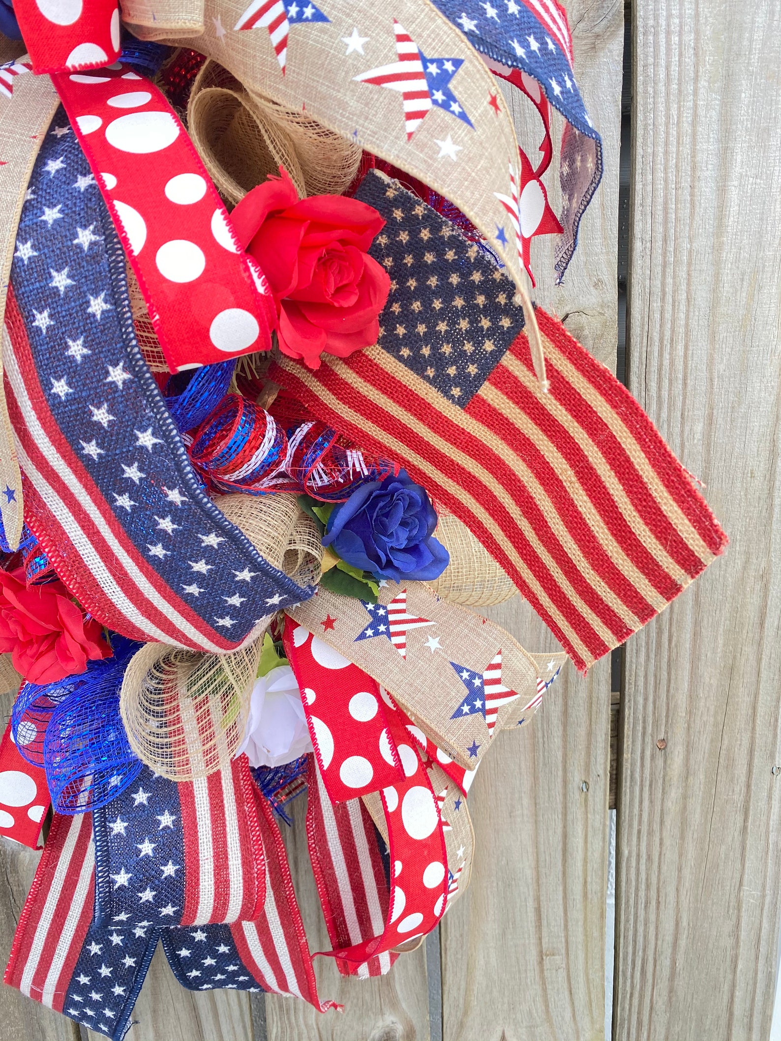 Summer patriotic flag swag for front porch floral Etsy