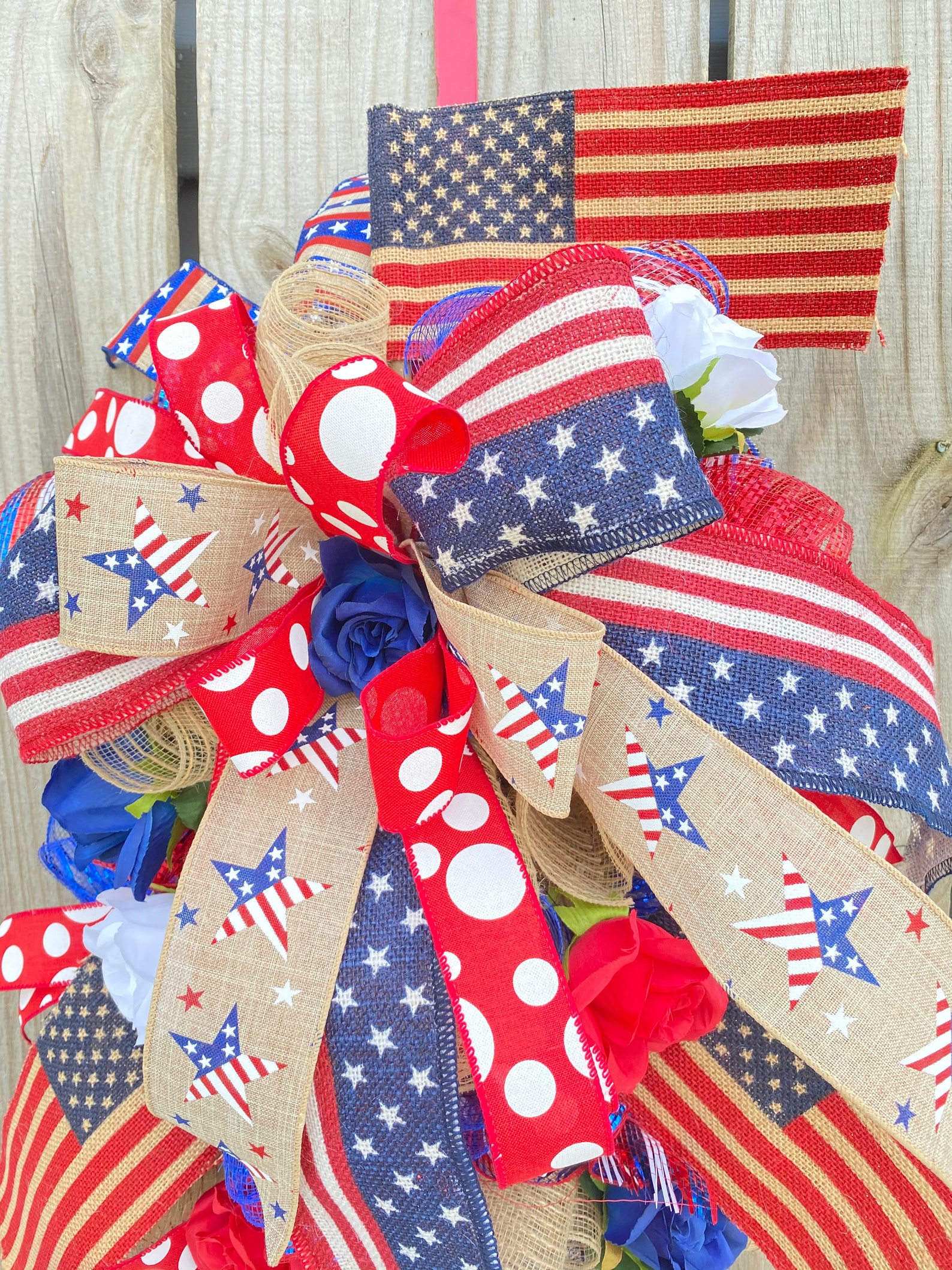 Summer patriotic flag swag for front porch floral Etsy