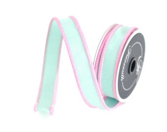 Farrisilk 1 inch Designer wired ribbon, luxury blue sherbert cord ribbon, Easter spring summer ribbon, ribbon for bows and arrangements