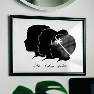 SIBLING SILHOUETTE PORTRAIT | personalized digital file download printable art of children for Mother’s Day or Father’s Day gifts