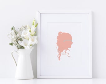 COLOR SILHOUETTE PORTRAIT | personalized digital file download printable art of children for Mother’s Day or Father’s Day gifts