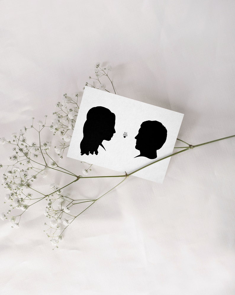 CUSTOM COUPLE SILHOUETTE Personalized Digital File Printable Silhouette Portrait Art From Your Photo for a Wedding Gift or Anniversary image 4