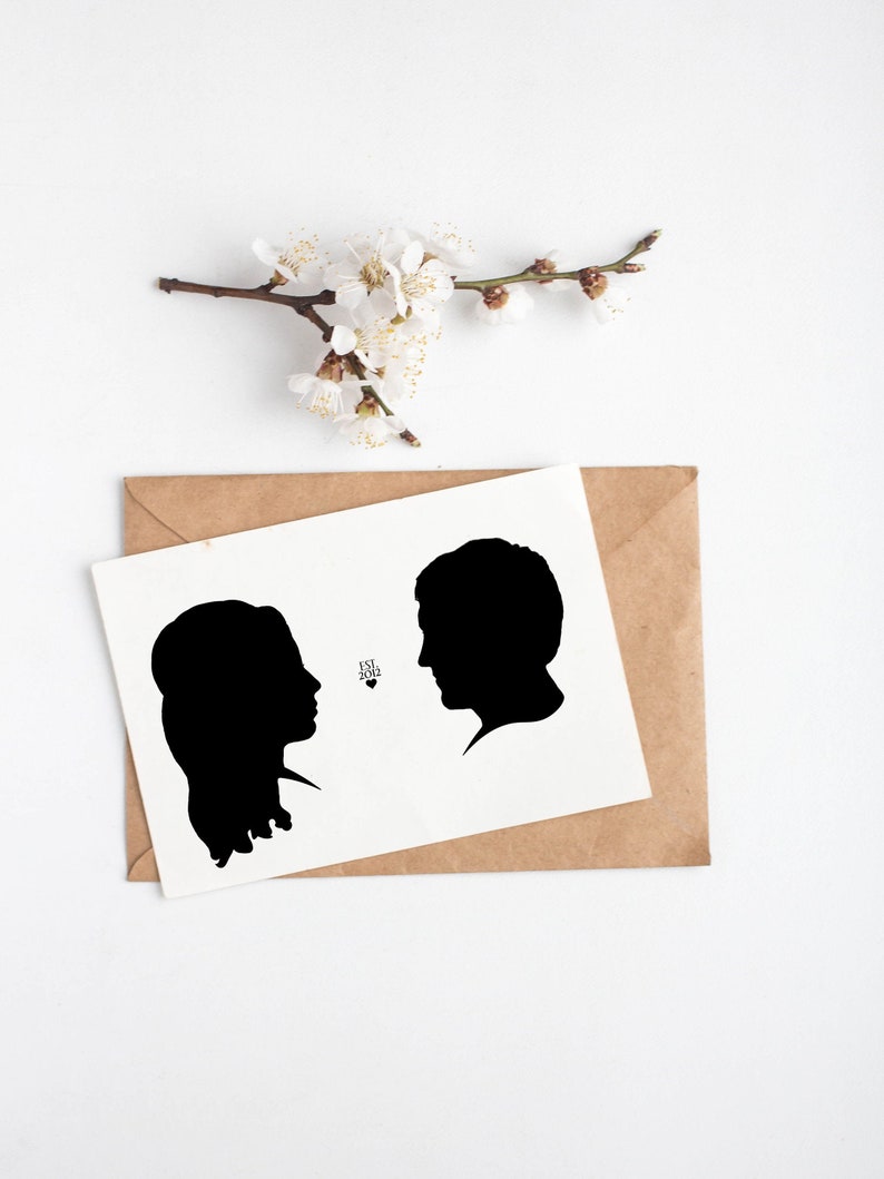 CUSTOM COUPLE SILHOUETTE Personalized Digital File Printable Silhouette Portrait Art From Your Photo for a Wedding Gift or Anniversary image 5