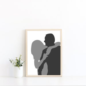 CUSTOM COUPLE SILHOUETTE Personalized Digital File Printable Silhouette Portrait Art From Your Photo for a Wedding Gift or Anniversary image 2