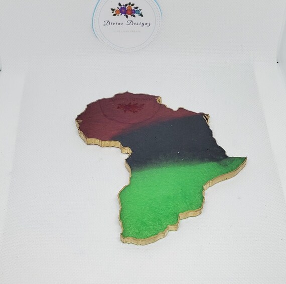 Home & Living Black and Gold Africa shape coasters Kitchen Décor etna