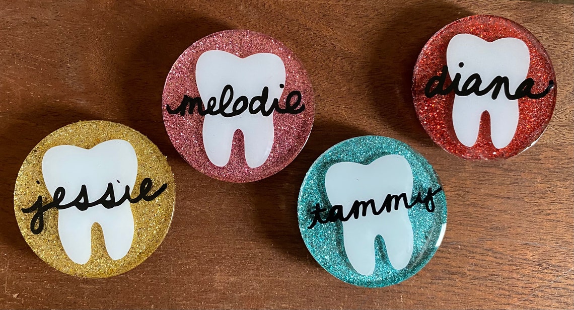 Glitter Dental Name Tag Etsy
