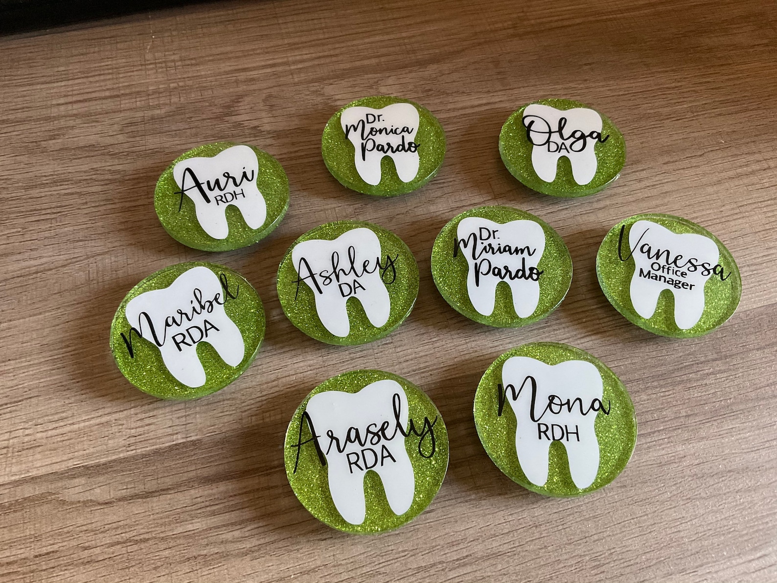 Custom Glitter Dental Name Tag Etsy