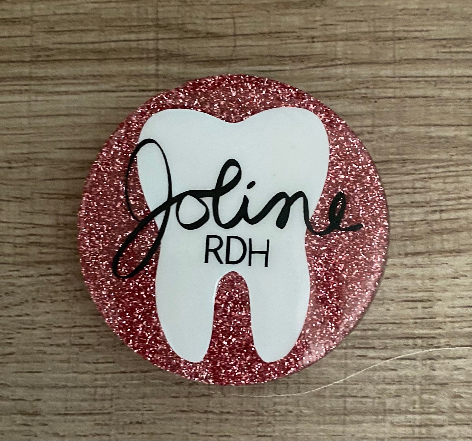 Custom Glitter Dental Name Tag Etsy