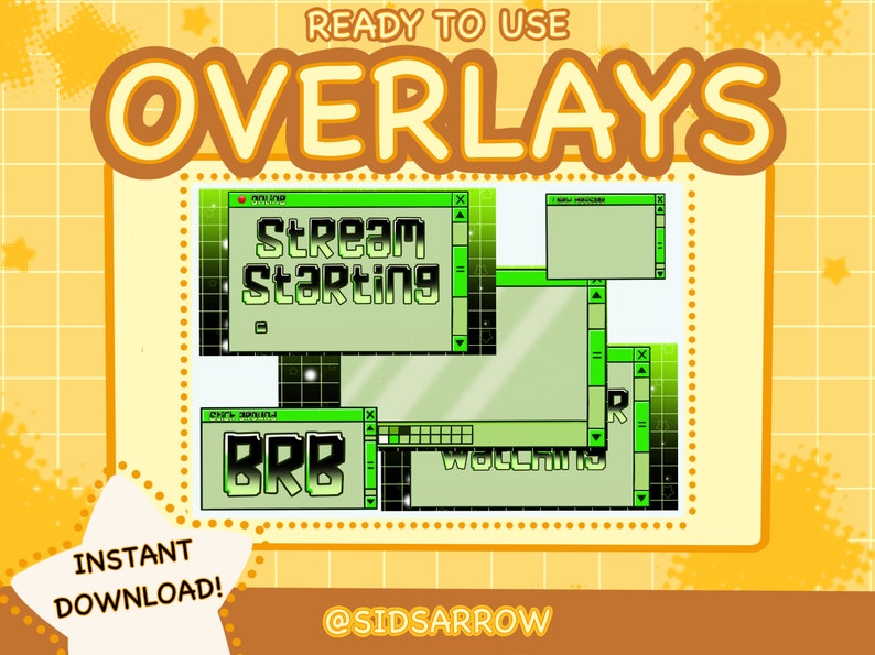 Stream Computer Frame Retro Green Retro Computer Stream Overlay Set for Twitch / Animated/ - Etsy