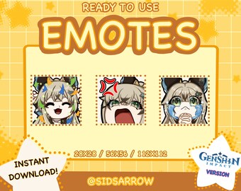 Twitch Emote / Kiara Emotes Pack (Hype, sad, angry) / Genshin Impact sub emoji for streamer - Discord