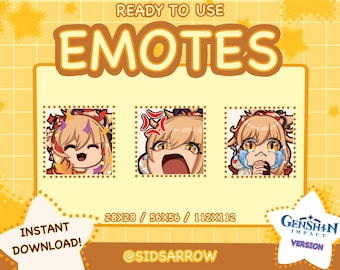 Twitch Emote / Yoimiya Emotes Pack (Hype, sad, angry) / Genshin Impact sub emoji for streamer - Discord