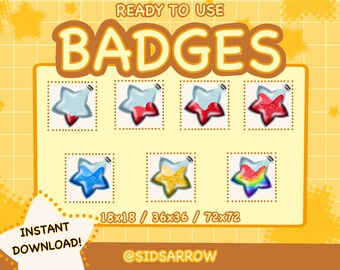 7x Twitch Sub Badges / Bit Badges - Star Potion Bottles/ Kawaii / Streamer / Aesthetic / bright / magic / Cute/ witch