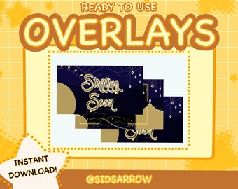 Navy Mystic  Celestial Stream Overlay Set for Twitch / Elegant / Magic Aesthetic / chatbox / Border / Simple / Custom / Streaming Setup