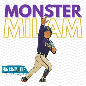 Tigres de béisbol de LSU, PNG, Monster Milam, archivo digital Geauxmaha 2025, NOLA, béisbol, amarillo, dorado y morado