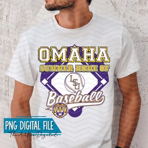 LSU Baseball Tigers PNG, Sede estiva della LSU, Geauxmaha 2025 File digitale, NOLA, Baseball, Oro Viola