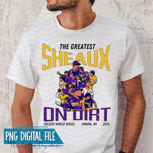 LSU Baseball Tigers PNG, Greatest Sheaux, Geauxmaha 2025 File digitale, NOLA, Baseball, Giallo Oro Viola