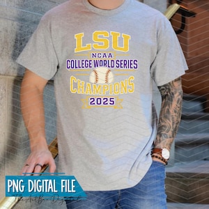 Tigres de béisbol de LSU, PNG, Campeones nacionales de la NCAA 2025, Archivo digital, Béisbol, Amarillo, Dorado y Morado