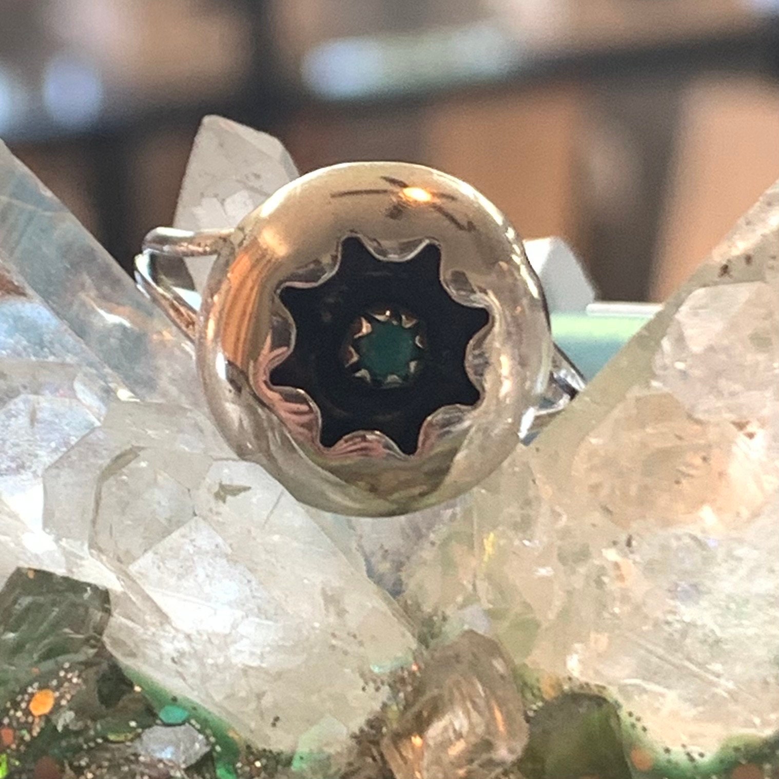 •TURQUOISE HEART• Navajo silver ring (size 7.5) main image 0