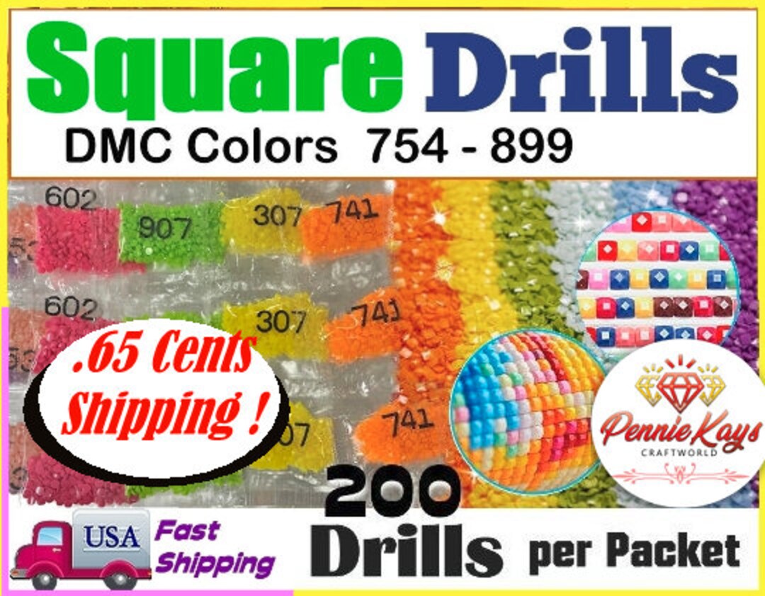 Diamond Painting Drills SQUARE / DMC Colors 3771-3849 / Diamond