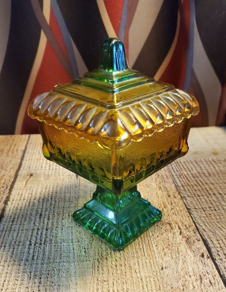 Vintage Glass Wedding Cake Box Pedestal Candy Dish Etsy