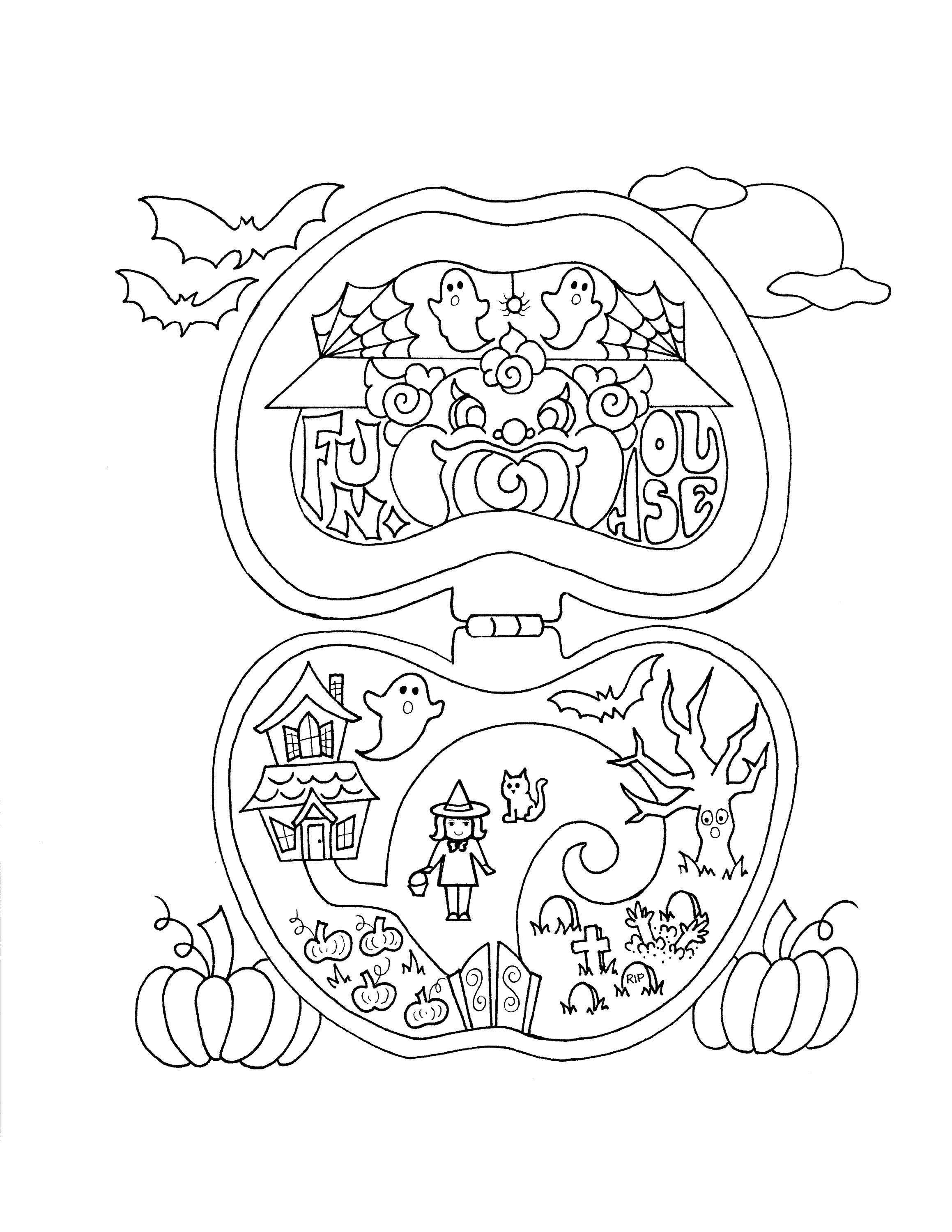PRINTABLE Polly Pocket Coloring Page Haunted Halloween Pumpkin | Etsy