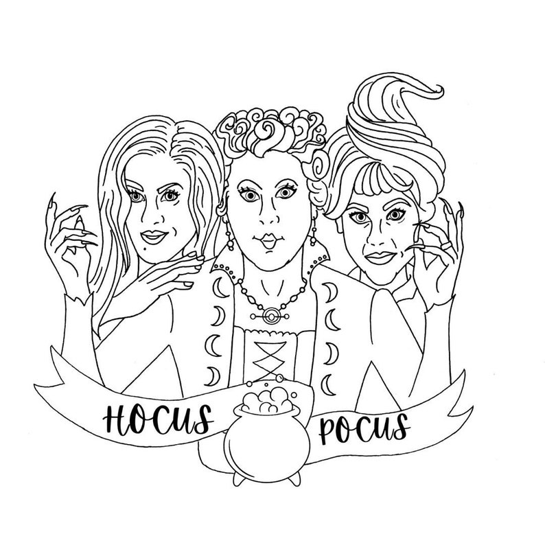 PRINTABLE Hocus Pocus Coloring Page Digital Download | Etsy