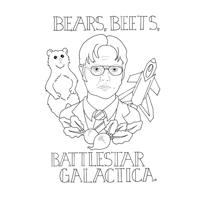 PRINTABLE Dwight Schrute Coloring Page Art Digital Download | Etsy