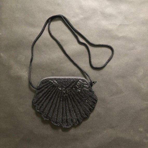 Mini Purse Vintage Beaded Black Shell Evening Bag