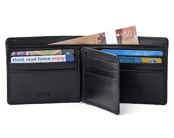 Cartera de cuero para hombre con bloqueo RFID, billetera plegable de cuero flor con monograma para identificación, regalo de aniversario personalizado, regalos para hombres, regalo para padrinos de boda