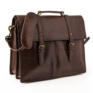 Porte-documents en cuir pour ordinateur portable 17 pouces pour homme, tannage végétal pleine fleur, personnalisé, pochette trolley, élégant et durable, parfait accessoire de bureau