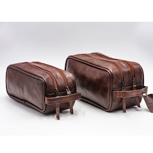 Lvly toiletry travel bag for men large leather dopp kit top