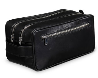 Personalized Leather Dopp Kit Bag, Dual Compartment Mens Toiletry Bag, Travel Case, Christmas Gifts For Him, Dad, Boyfriend, Groomsmen Gifts