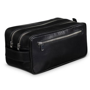 Kit Dopp personnalisé en cuir, trousse de toilette pour homme à deux compartiments, étui de voyage, cadeaux de Noël pour lui, papa, petit ami, cadeaux de garçons d'honneur