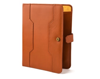 Mens Leather Portfolio, Personalized Leather Organizer Laptop Case, Leather Anniversary Gifts For Men, Monogram Document Holder, Handmade