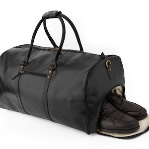 BLACK FRIDAY SALE - Leder Seesack Schuhtasche Personalisierte Vollnarbenleder Wochenendtasche Schwarz Reisetasche Weihnachtsgeschenke für Ihn