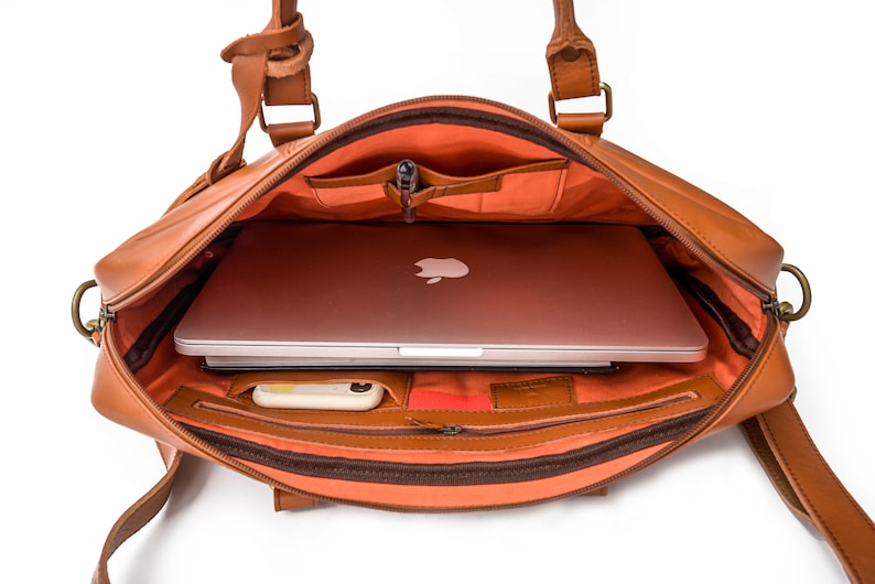 Valigetta in pelle, borsa messenger personalizzata da donna, borsa per laptop in pelle pieno fiore da uomo, regali per lui, regali di Natale per lei, regalo di laurea immagine 2