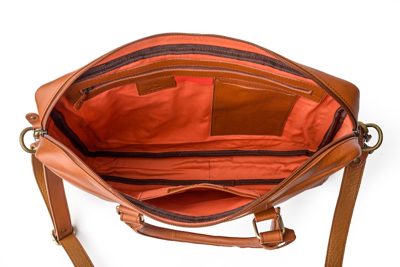 Valigetta in pelle, borsa messenger personalizzata da donna, borsa per laptop in pelle pieno fiore da uomo, regali per lui, regali di Natale per lei, regalo di laurea immagine 3