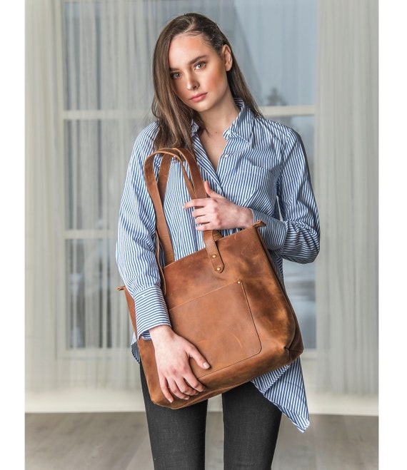 Personalized Leather Tote Bag