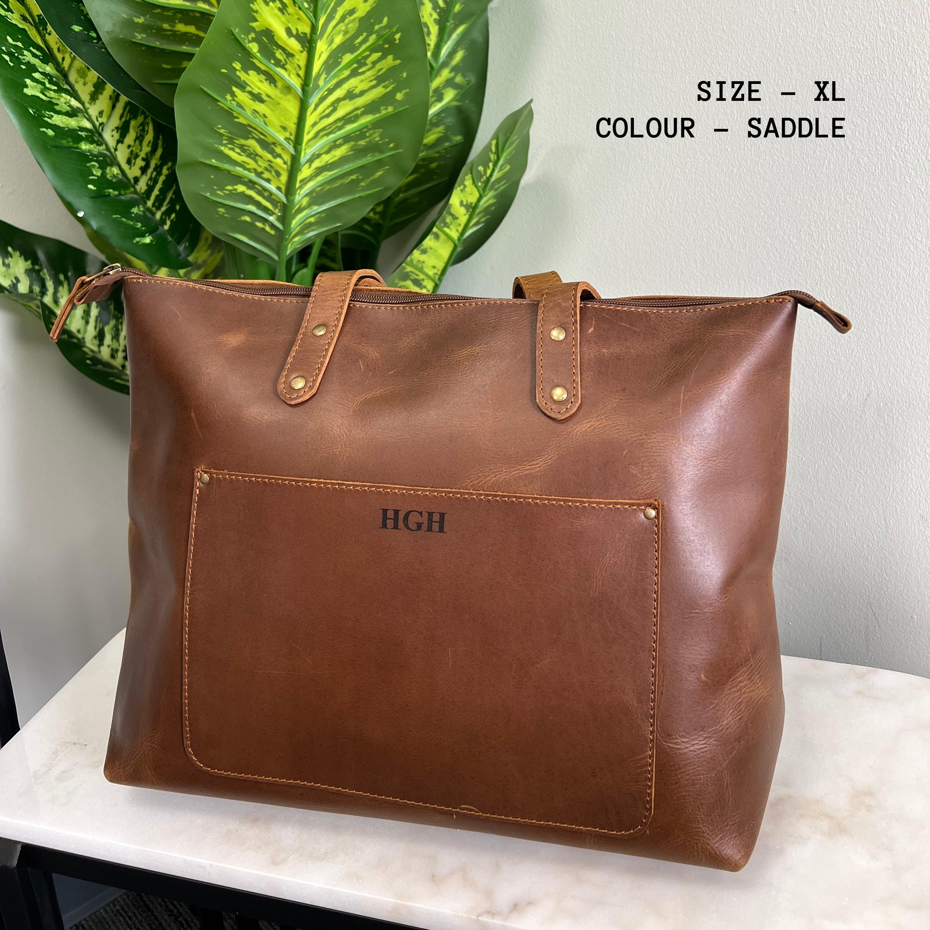 Her lip to♡ Palma Tote Bag ♡brown Leather Tote Bag Leather Anniversary Gift for Women Zipper